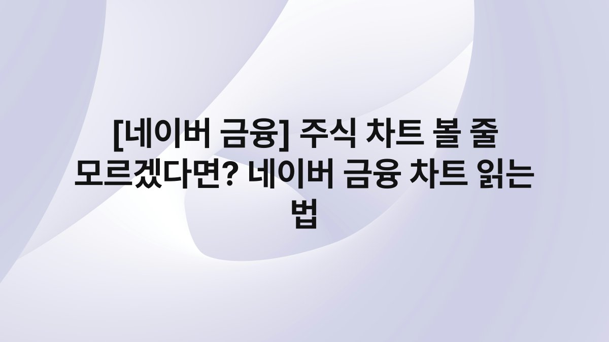 [네이버 금융] 주식 차트 볼 줄 모르겠다면? 네이버 금융 차트 읽는 법