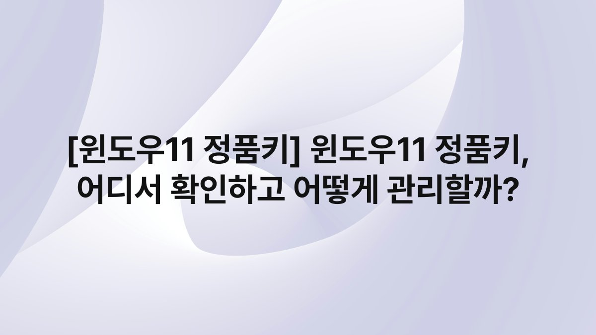 [윈도우11 정품키] 윈도우11 정품키, 어디서 확인하고 어떻게 관리할까?